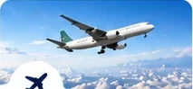 Passenger plane flying above the clouds