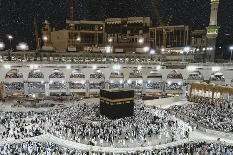 Pilgrims around the Kaaba in Masjid al-Haram, Makkah